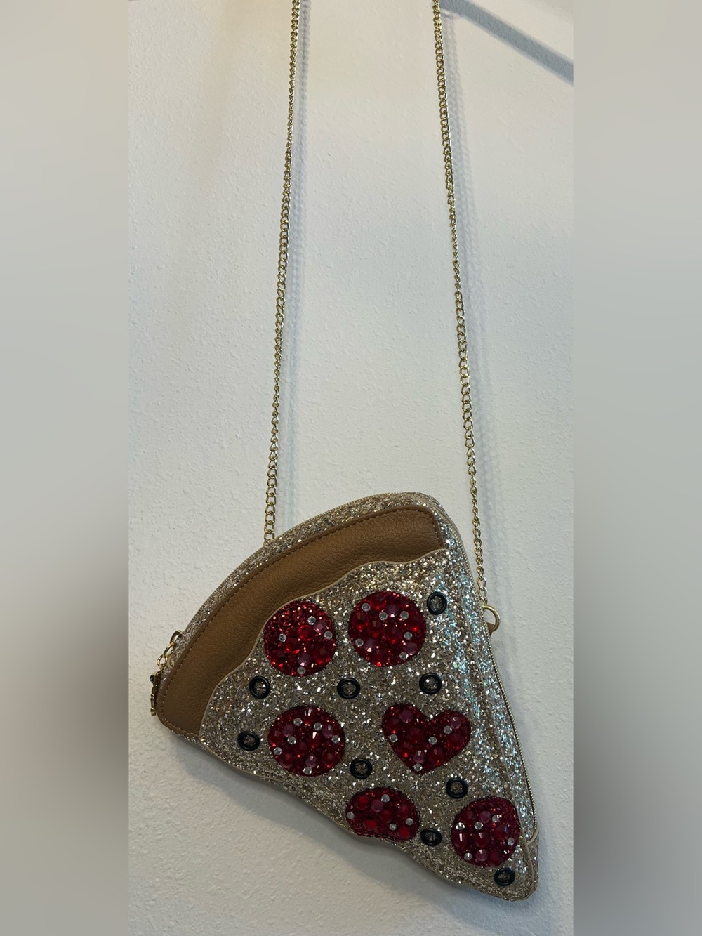 Betsy Johnson Sequin and Glitter Pizza Slice Crossbody Bag - Picture 3 of 6